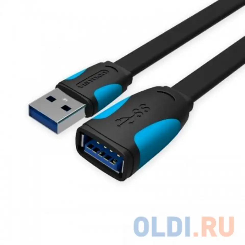 Кабель удлинительный usb 3.0 am-af 1.5м vention vas-a13-b150 плоский, фотография 1