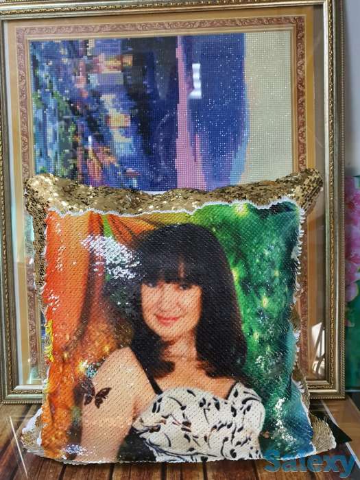 Подушка пайетки. Принт на подушку. Антистресс., фотография 1