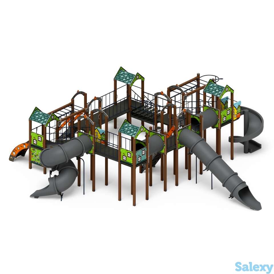 Детский игровой комплекс «остров детства (город) (винтовой скат)» дик 2.01.8.02-31 н=1200,, фотография 1