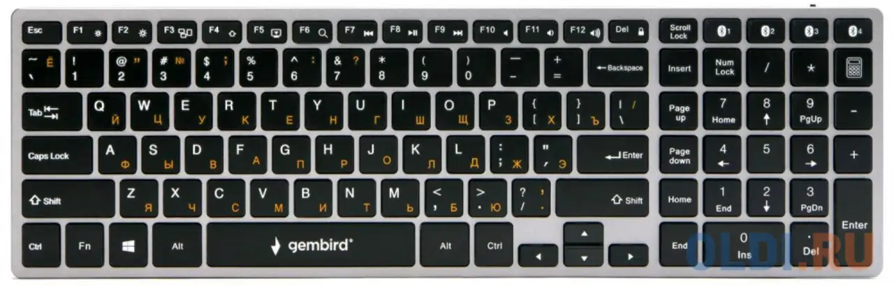 Клавиатура беспроводная gembird kbw-2 bluetooth серебристый, фотография 1