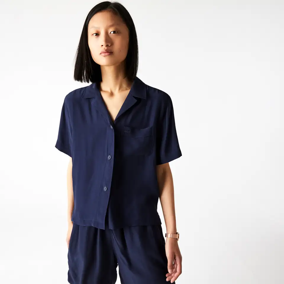 Женская рубашка lacoste гавайского кроя, фотография 1