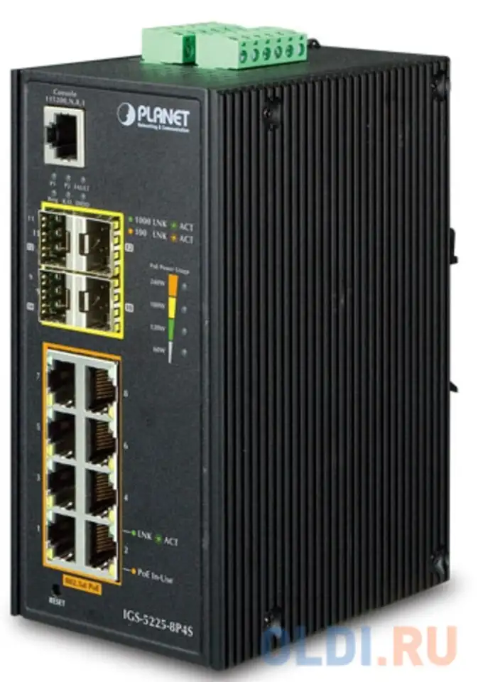 Ip30 industrial l2+/l4 8-port 1000t 802.3at poe+ 4-port 100/1000x sfp full, фотография 1