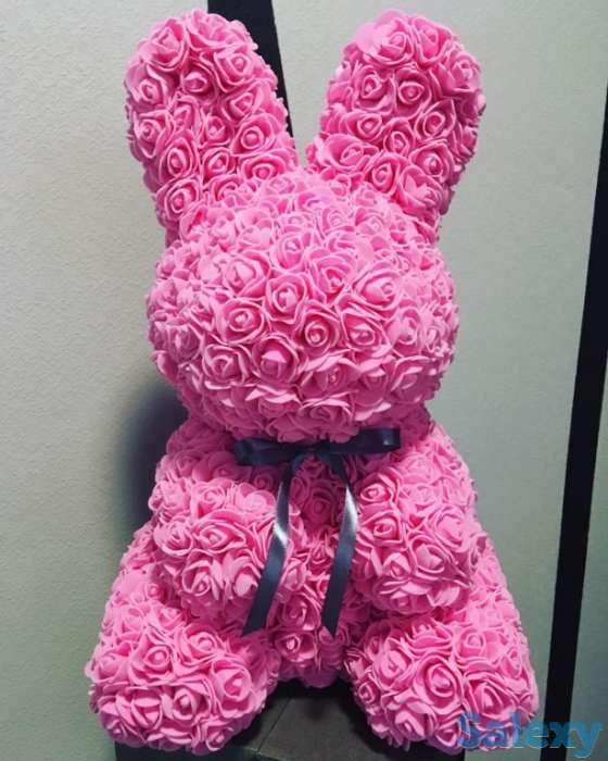 Зайчики, собаки и мишка из роз 3д подарки на 14 февраля, фотография 3