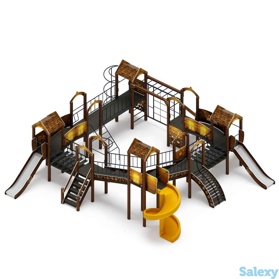 Детский игровой комплекс «остров детства (эко) (винтовой скат)» дик 2.01.8.02-02 н=1200,, фотография 1