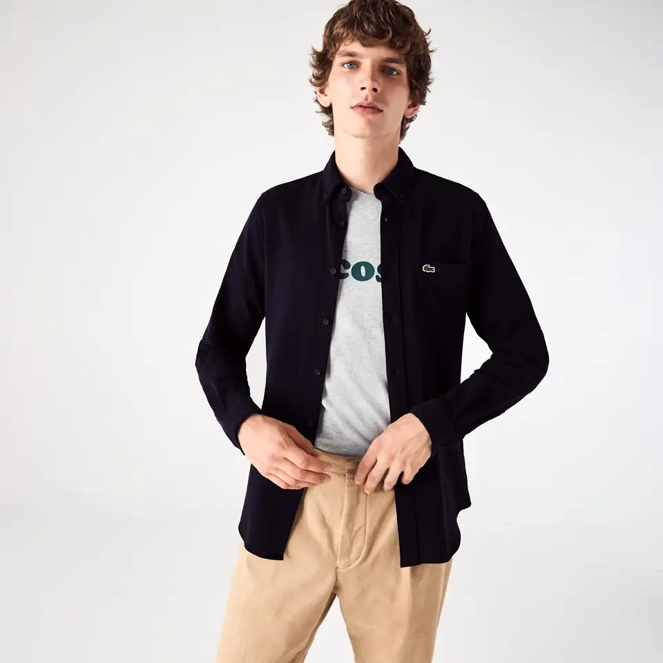 Мужская рубашка lacoste slim fit из органического хлопка, фотография 1