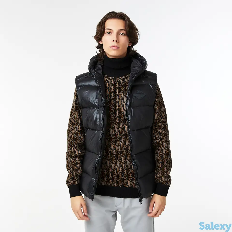 Мужская стёганая жилетка lacoste с капюшоном, фотография 1