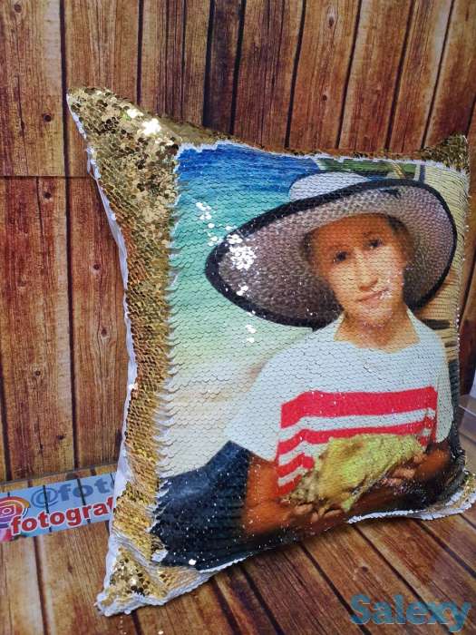 Подушка пайетки. Принт на подушку. Антистресс., фотография 4