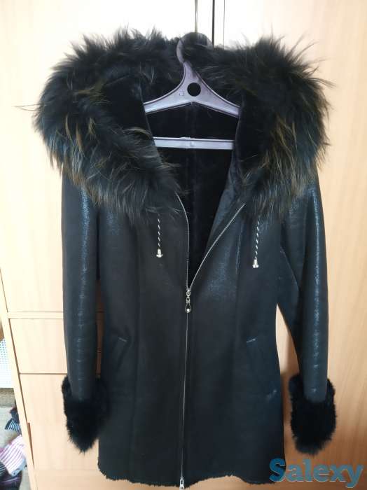 Дублёнка черная. Замша-крек., фотография 1