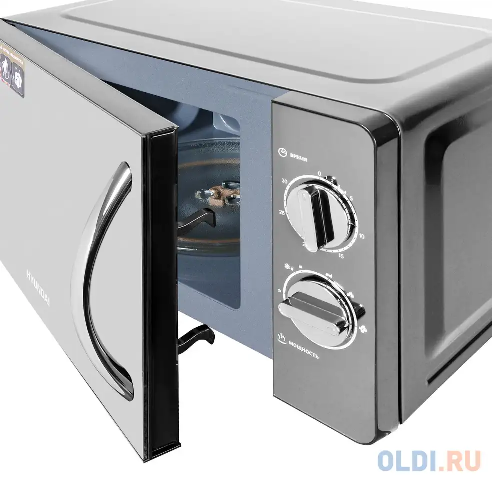 Микроволновая печь hyundai hym-m2007 700 вт черный/хром, фотография 1